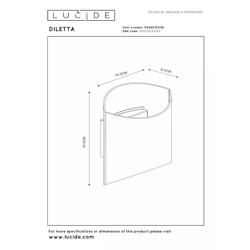 Lucide 09240/01/30 - Aplică de perete DILETTA 1xG9/40W/230V neagră