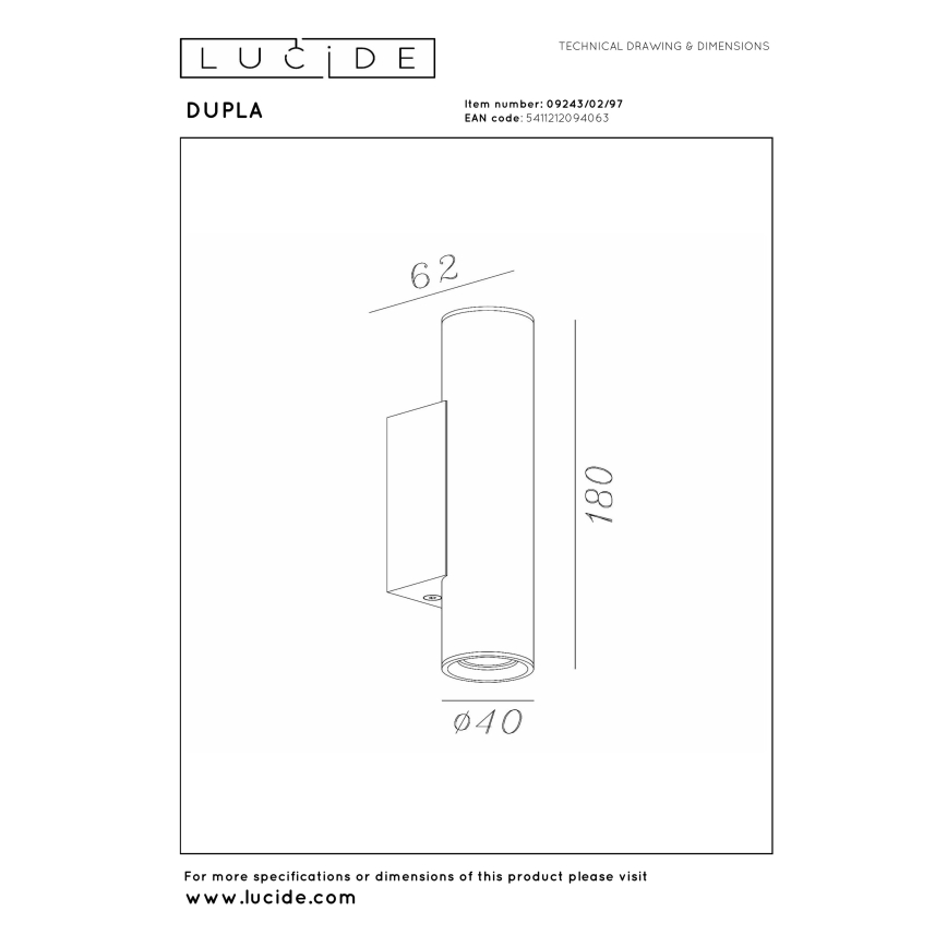 Lucide 09243/02/97 - Aplică de perete DUPLA 2xGU10/MR11/3,8W/230V