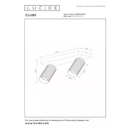 Lucide 09939/02/30 - Spot CLUBS 2xGU10/40W/230V negru
