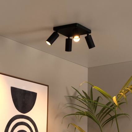 Lucide 09939/14/30 - Plafonieră cu spoturi CLUBS 4xGU10/40W/230V, neagră