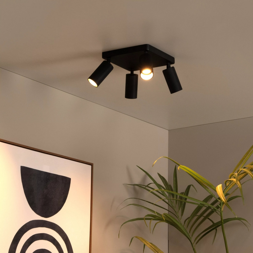 Lucide 09939/14/30 - Plafonieră cu spoturi CLUBS 4xGU10/40W/230V, neagră