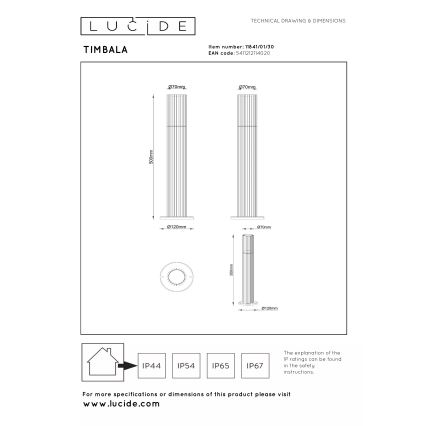 Lucide 11841/01/30 - Lampă de exterior TIMBALA 1xGU10/7W/230V IP44