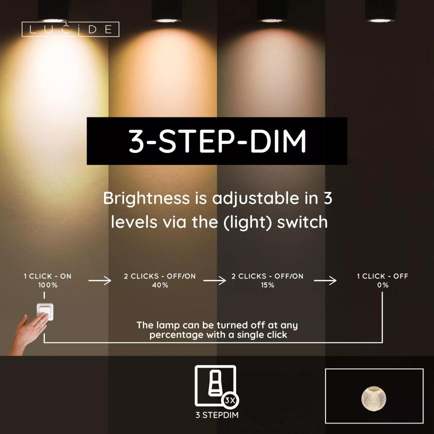 Lucide 13599/01/60 - Lampă de masă LED CINTRA, tactilă, reîncărcabilă și reglabilă, LED/1,5W/3,7V 1400 mAh