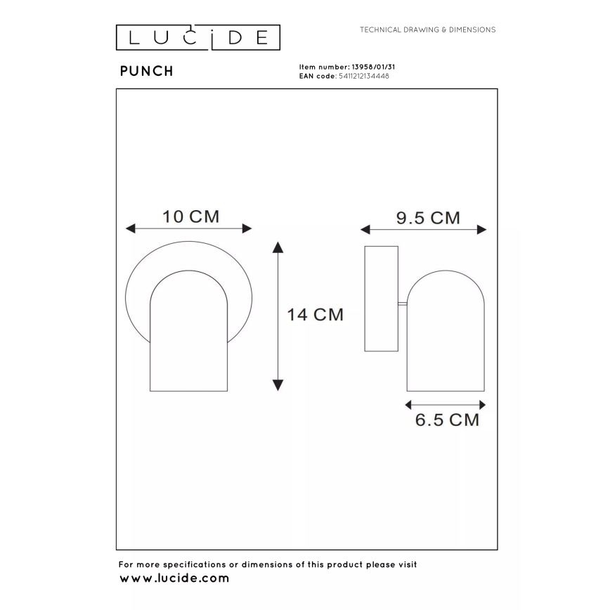 Lucide 13958/01/31 - Spot PUNCH 1xGU10/35W/230V, alb