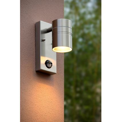 Lucide 14866/05/12 - LED Lampă exterior cu senzor ARNE-LED 1xGU10/5W/230V crom mat