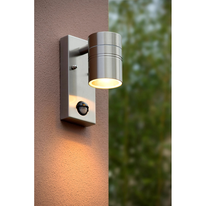 Lucide 14866/05/12 - LED Lampă exterior cu senzor ARNE-LED 1xGU10/5W/230V crom mat