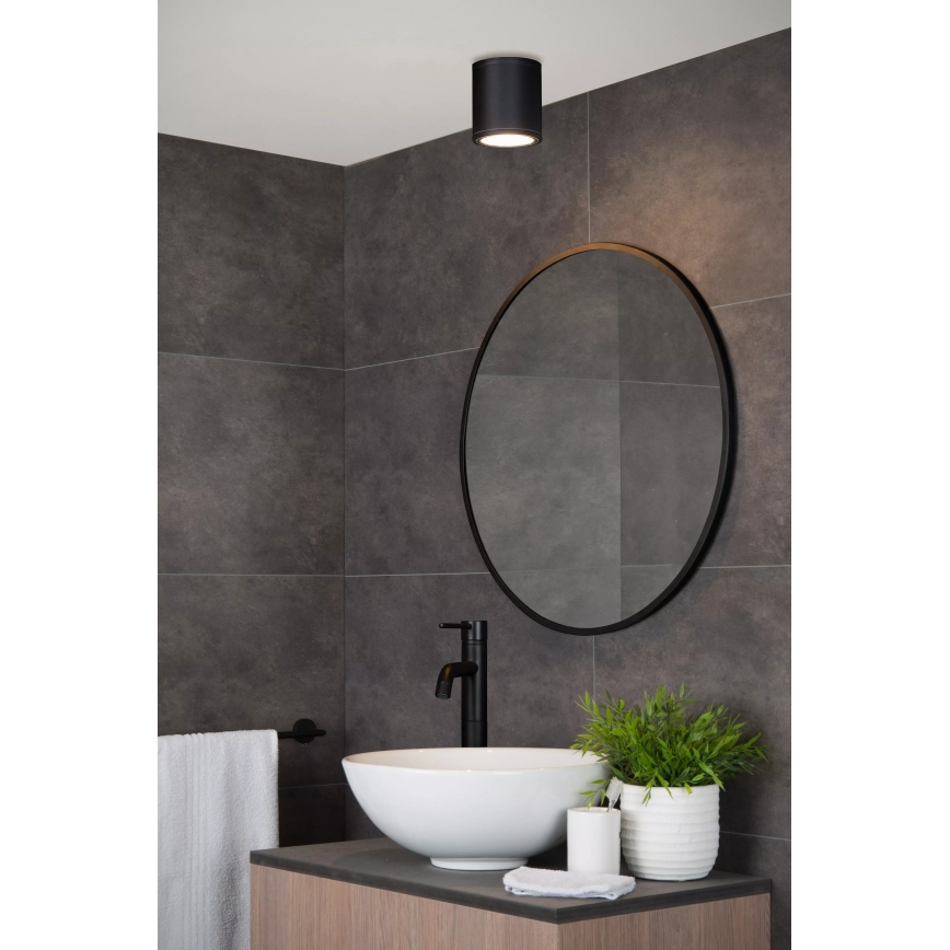 Lucide AVEN - plafonieră de baie 1x GU10/50W/230V, Ø 9 cm, IP65, neagră (22962/01/30)