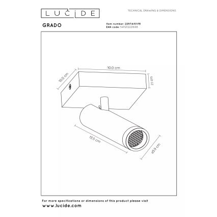 Lucide 22974/01/15 - Spot orientabil GRADO 1xGU10/40W/230V maro/negru