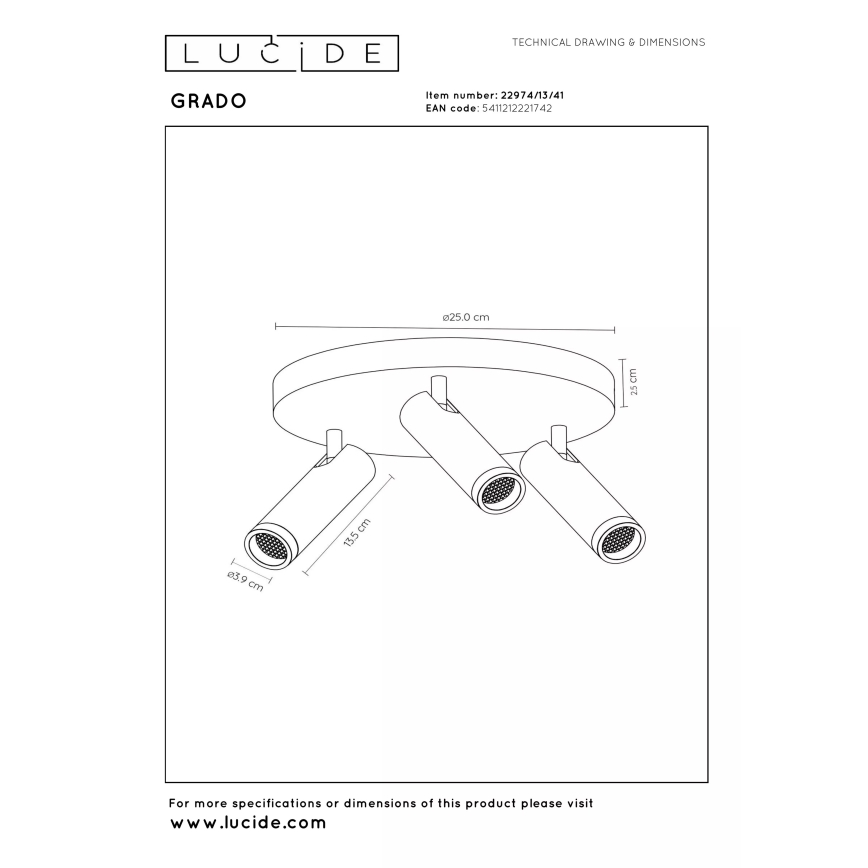 Lucide 22974/13/41 - Spot GRADO 3xGU10/12W/230V bej