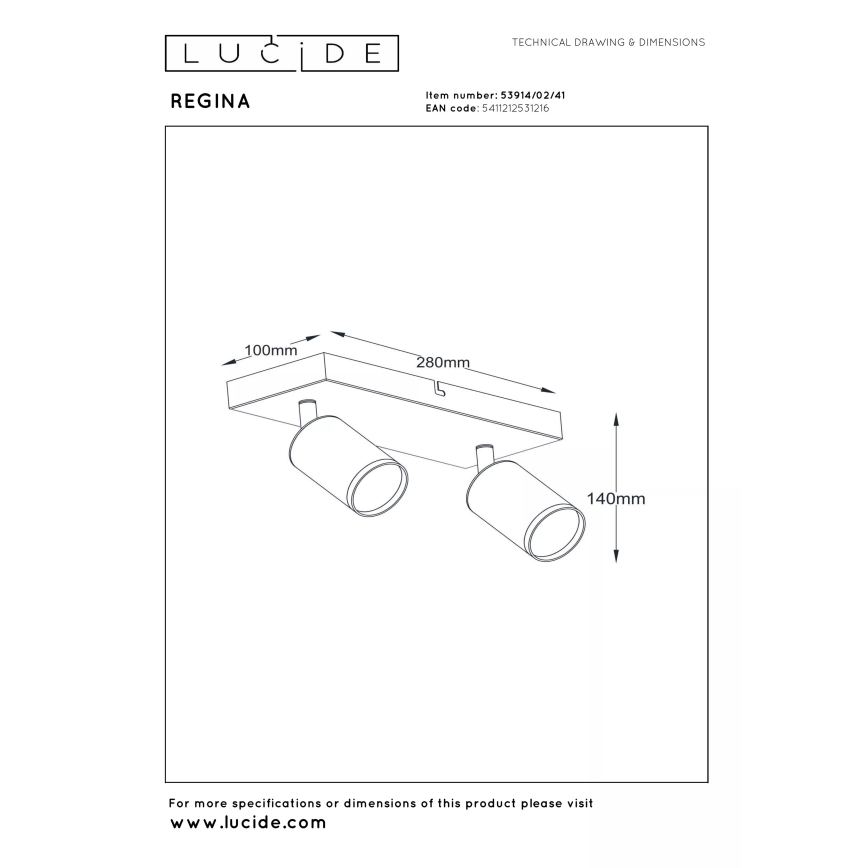 Lucide 53914/02/41 - Corp de iluminat tip spot REGINA 2xGU10/50W/230V bej