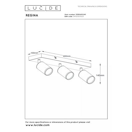 Lucide 53914/03/41 - Lampă spot REGINA 3xGU10/50W/230V bej