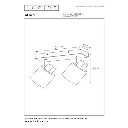 Lucide ALION 17999/02/30 - Lampă spot 2xE14/25W/230V