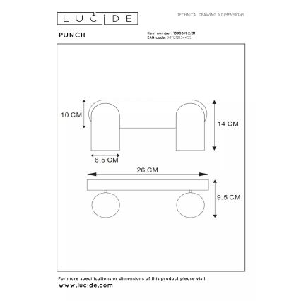 Lucide PUNCH - spot 2x GU10/35W/230V, alb (13958/02/31)