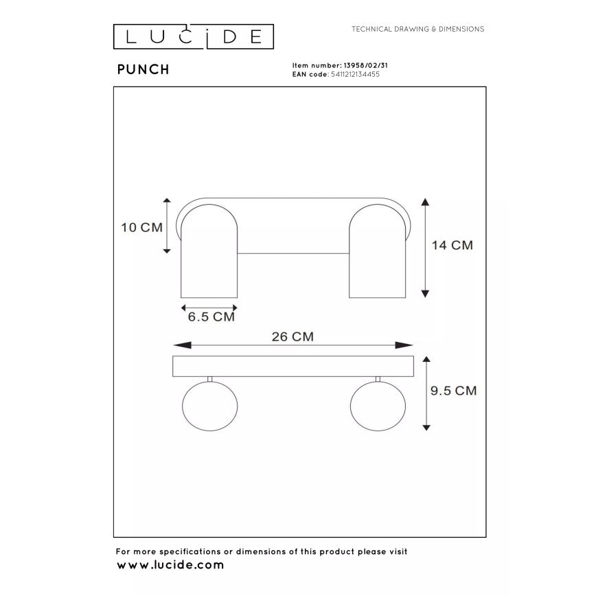 Lucide PUNCH - spot 2x GU10/35W/230V, alb (13958/02/31)