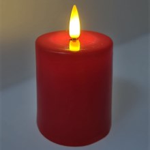 Lumânare LED LED/2xAA alb cald 9 cm roșu
