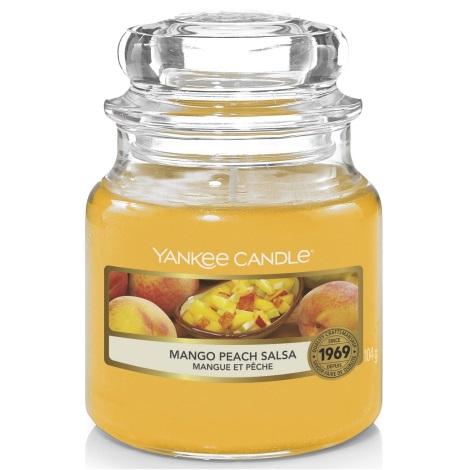 Lumânare parfumată MANGO PEACH SALSA mică 104g 20-30 de ore Yankee Candle