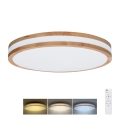 Lumină de plafon LED dimabilă WOODY LED/60W/230V 3000-6500K stejar Ø 50 cm + telecomandă