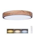 Lumină de plafon LED reglabilă IRON OAK LED/60W/230V 3000-6500K, stejar, diametru 51 cm + telecomandă