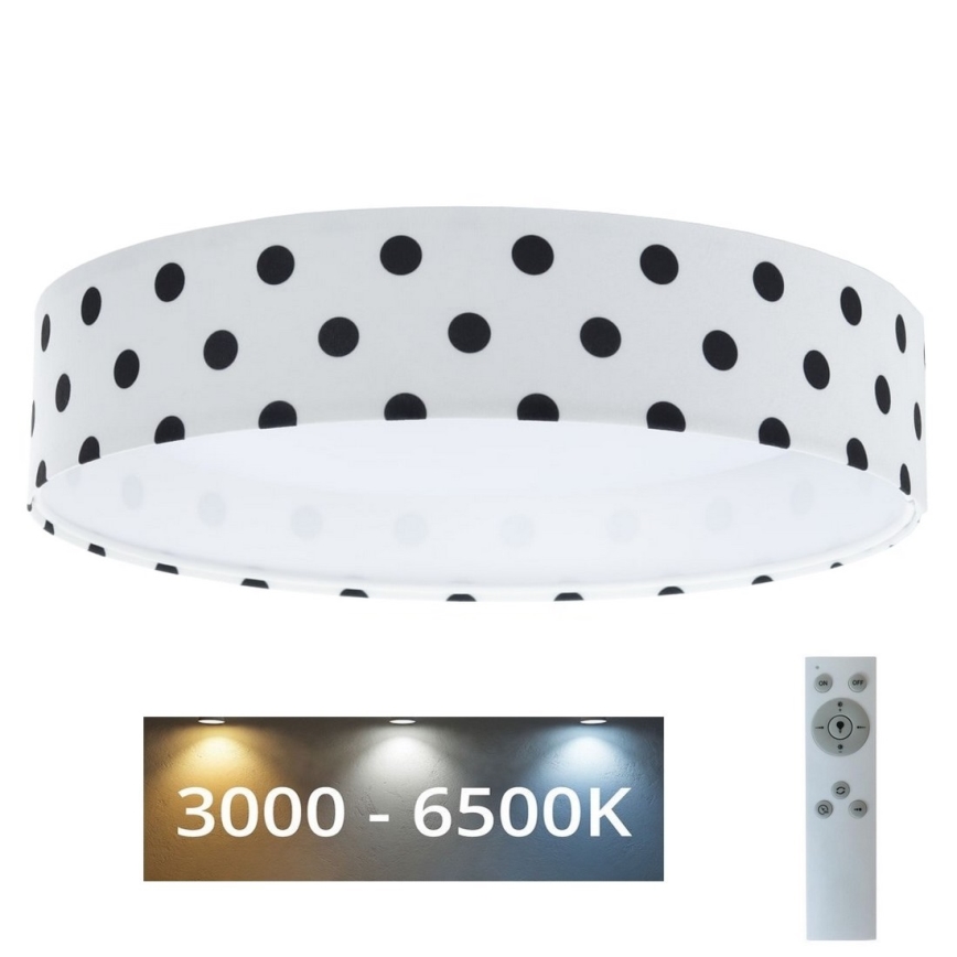 Lumină de plafon LED reglabilă pentru copii SMART GALAXY KIDS LED/24W/230V 3000-6500K cu puncte alb/negru + telecomandă