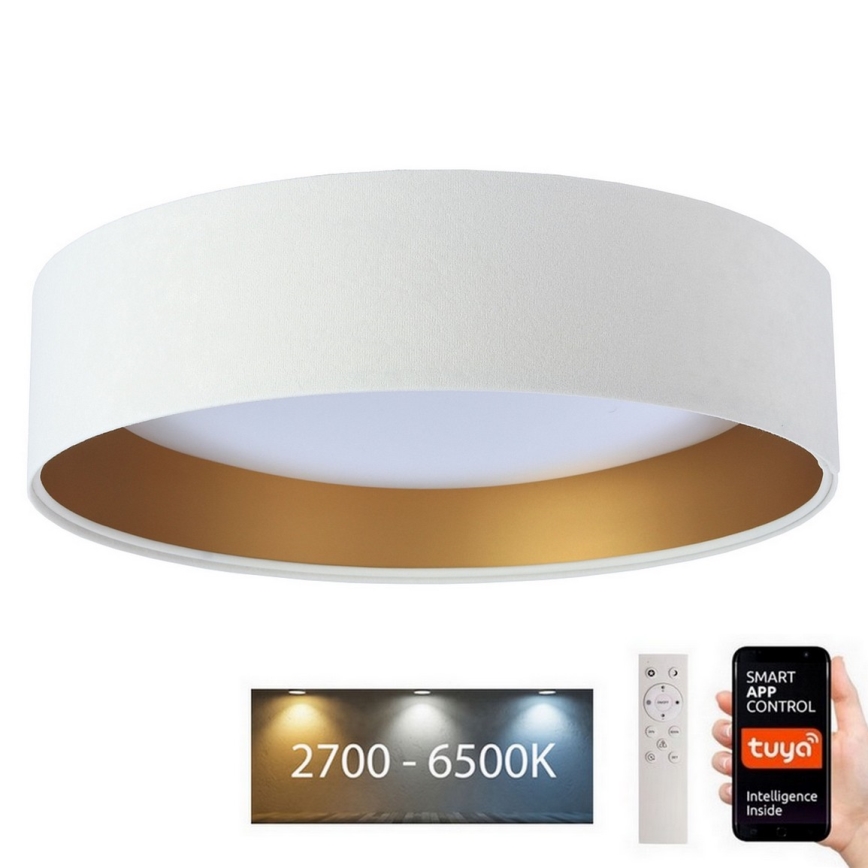 Lumină de plafon LED reglabilă SMART GALAXY LED/36W/230V diametru 55 cm 2700-6500K Wi-Fi Tuya alb/auriu + telecomandă