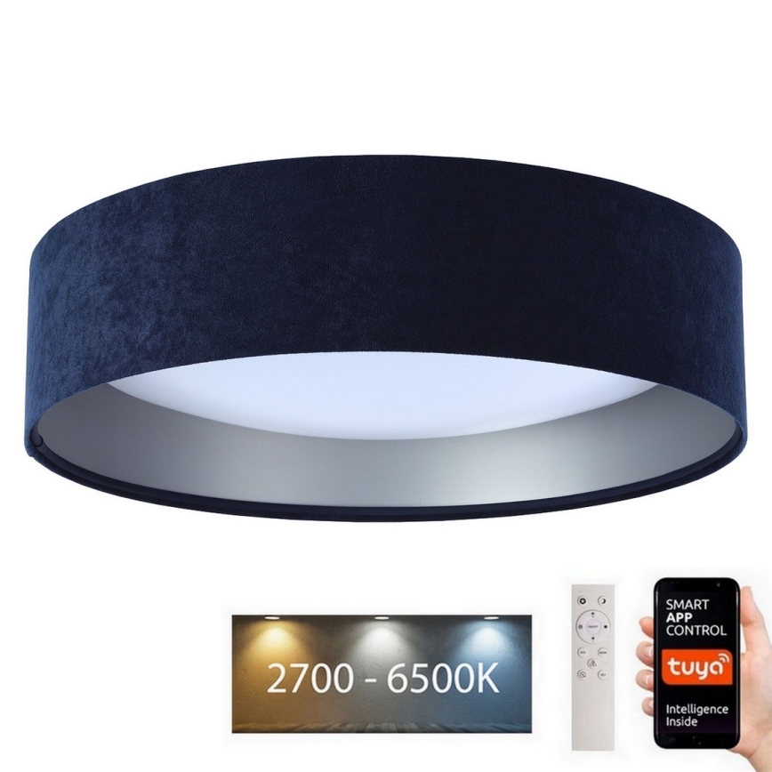 Lumină de plafon LED reglabilă SMART GALAXY LED/36W/230V diametru 55 cm 2700-6500K Wi-Fi Tuya albastru/argintiu + telecomandă