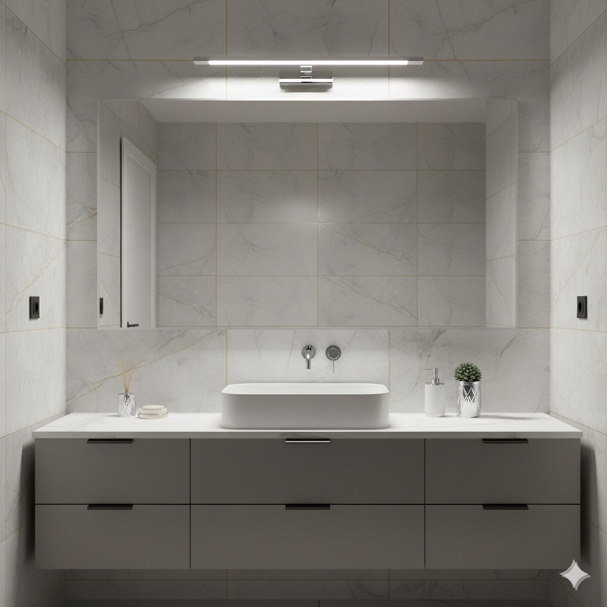 Corp de iluminat LED pentru oglindă de baie KLIMT, 12 W, 230 V, 3000/4000/6000 K, 60 cm, IP44, crom lucios