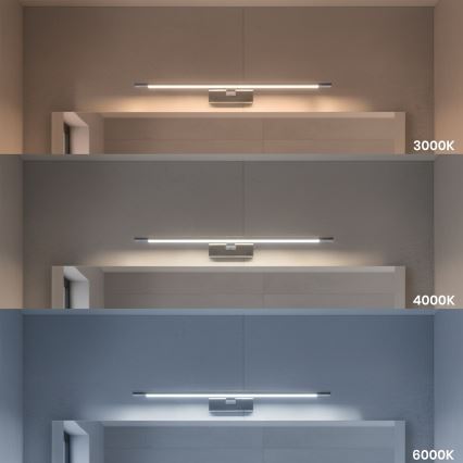 Corp de iluminat LED pentru oglindă de baie KLIMT, 12 W, 230 V, 3000/4000/6000 K, 60 cm, IP44, crom lucios