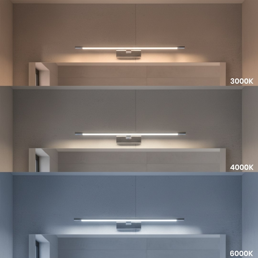 Corp de iluminat LED pentru oglindă de baie KLIMT, 12 W, 230 V, 3000/4000/6000 K, 60 cm, IP44, crom lucios