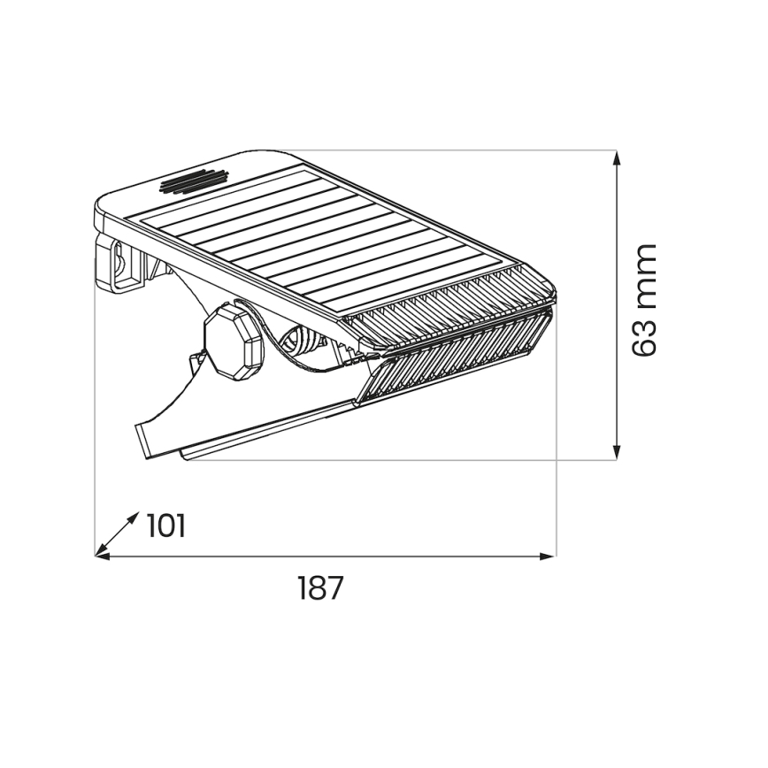 Lumină solară LED cu senzor de mișcare și amurg CLIPS LED/4W/1200 mAh 3,7V IP44 negru