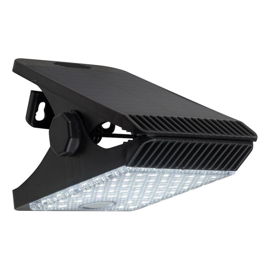 Lumină solară LED cu senzor de mișcare și amurg CLIPS LED/4W/1200 mAh 3,7V IP44 negru