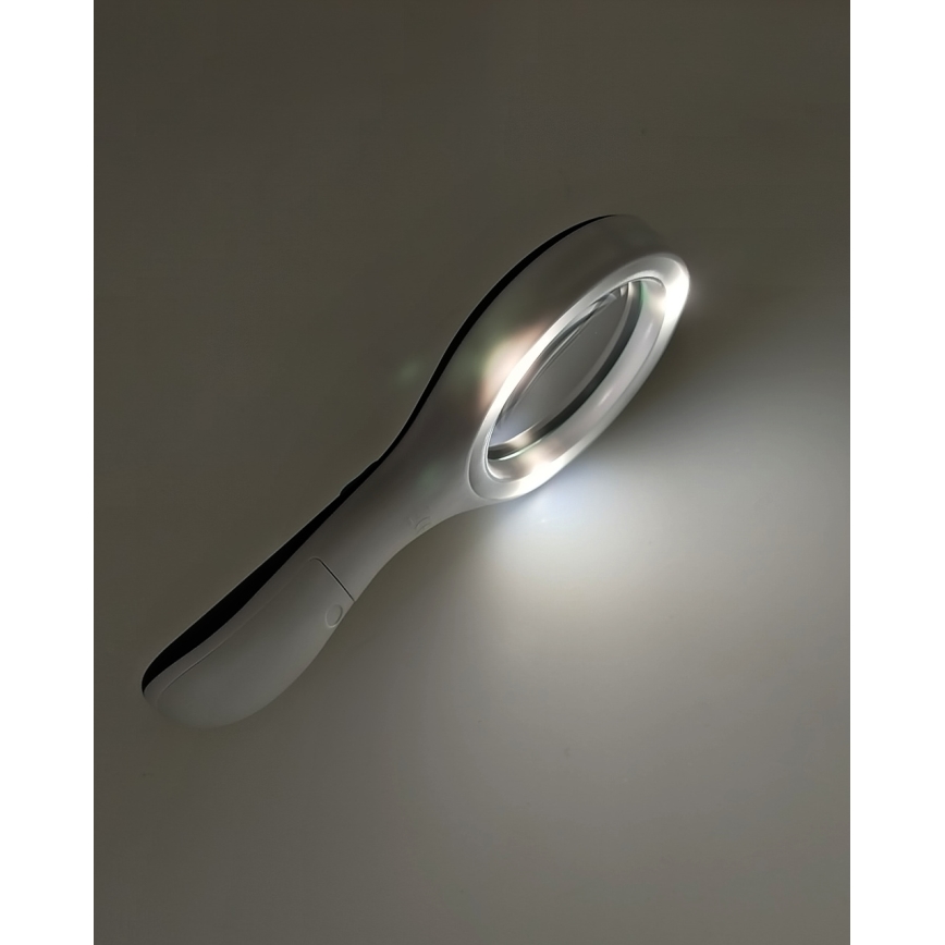 Lupă LED cu mărire 3× și iluminare integrată (LED 3W), funcționează cu 2×AAA, protecție IP22
