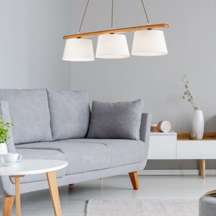 Candelabru suspendat pe cablu AIDA 3xE27/60W/230V stejar