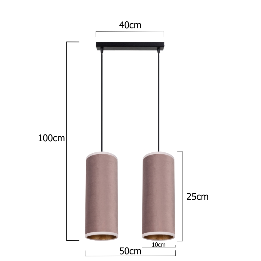 Candelabru suspendat pe cablu AVALO 2xE27/60W/230V roz/maro cupru