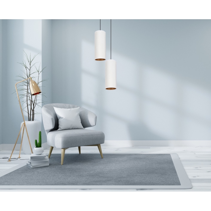 Candelabru suspendat pe cablu AVALO 2xE27/60W/230V diametru 20 cm alb/cupru