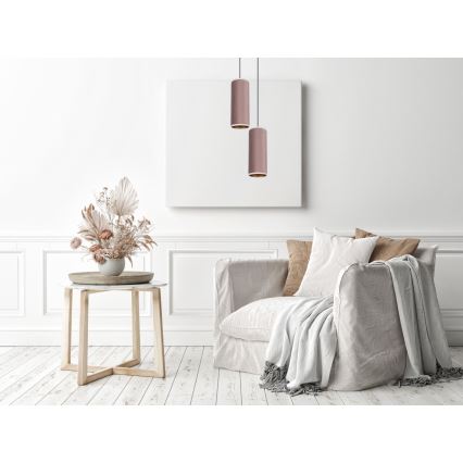 Candelabru suspendat pe cablu AVALO 2xE27/60W/230V diametru 20 cm roz/maro cupru