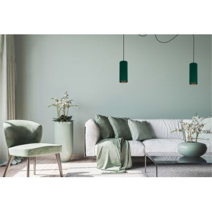 Candelabru suspendat pe cablu AVALO 2xE27/60W/230V verde cupru/spider