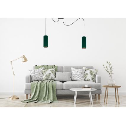 Candelabru suspendat pe cablu AVALO 2xE27/60W/230V verde cupru/spider