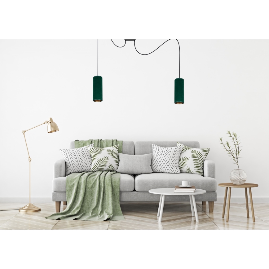 Candelabru suspendat pe cablu AVALO 2xE27/60W/230V verde cupru/spider