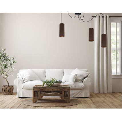 Candelabru suspendat pe cablu AVALO 3xE27/60W/230V model păianjen maro/cupru