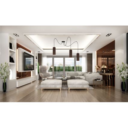 Candelabru suspendat pe cablu AVALO 3xE27/60W/230V model păianjen maro/cupru