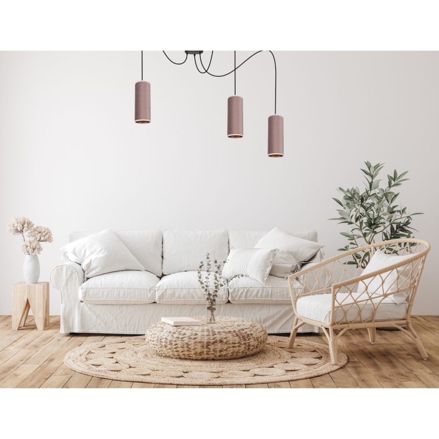 Candelabru suspendat pe cablu AVALO 3xE27/60W/230V model păianjen roz/maro cupru