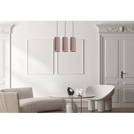 Candelabru suspendat pe cablu AVALO 3xE27/60W/230V roz/ cupru