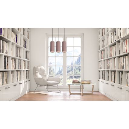 Candelabru suspendat pe cablu AVALO 3xE27/60W/230V roz/ cupru