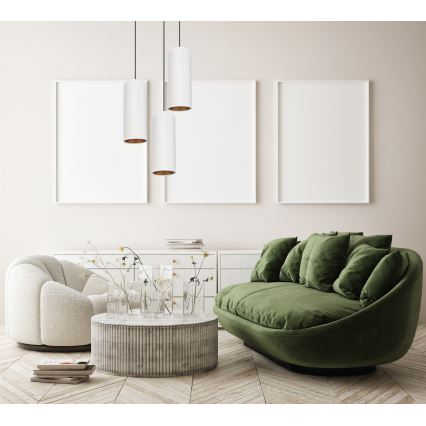 Candelabru suspendat pe cablu AVALO 3xE27/60W/230V diametru 35 cm alb/cupru