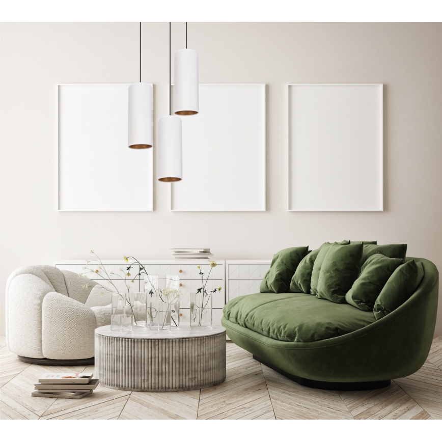 Candelabru suspendat pe cablu AVALO 3xE27/60W/230V diametru 35 cm alb/cupru