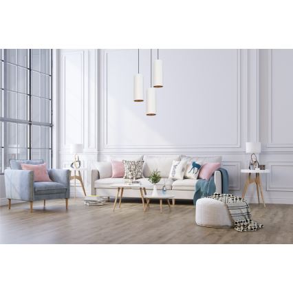 Candelabru suspendat pe cablu AVALO 3xE27/60W/230V diametru 35 cm alb/cupru