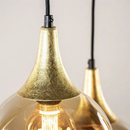 Candelabru suspendat pe cablu CALYPSO 2xGU10/60W/230V + 3xE27/60W negru/auriu