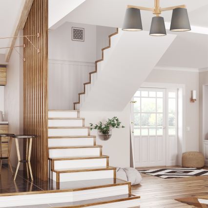 Lustr aplicat ELLIE 3xE27/60W/230V gri/fag