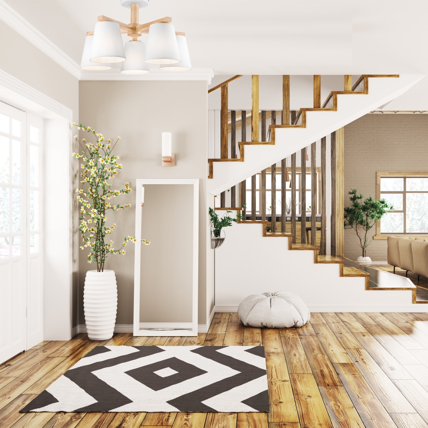 Lustr aplicat ELLIE 5xE27/60W/230V alb/fag