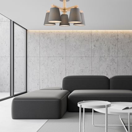 Lustr aplicat ELLIE 5xE27/60W/230V gri/fag